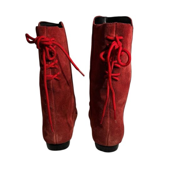 Stagelight Women’s  Red Velvet Suede Slouch Boots Flat.  Mid Calf. Size 7.5 - Picture 8 of 13